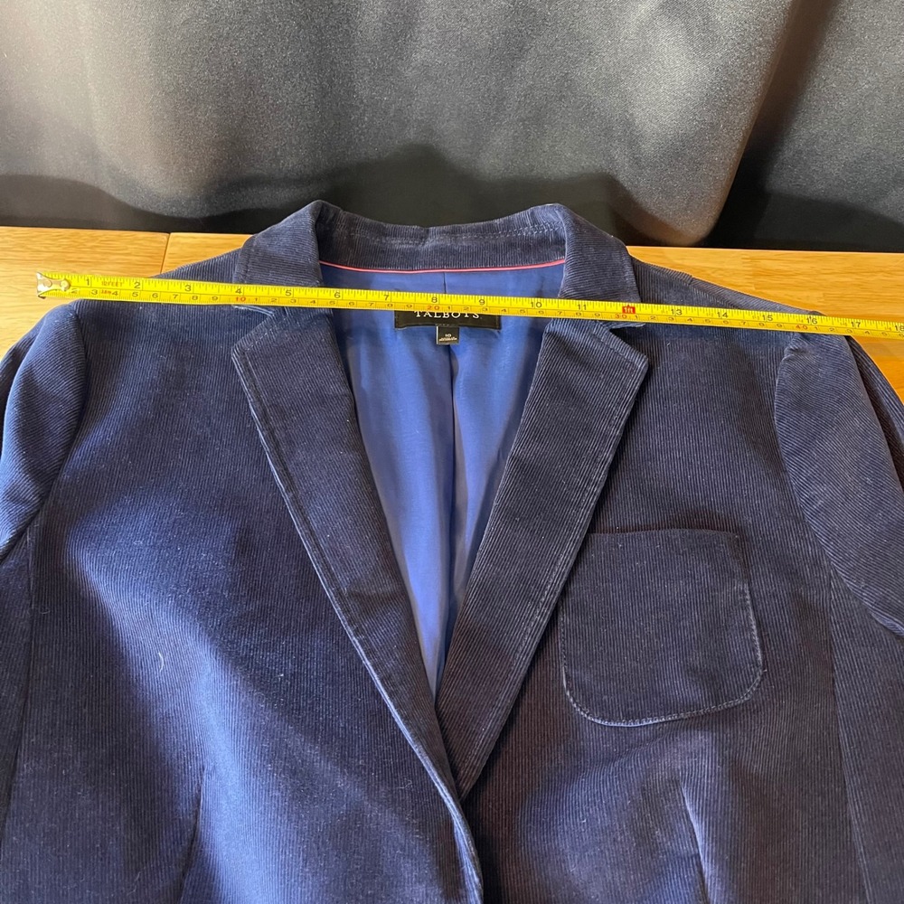 Talbots Womens Blue Corduroy Blazer Jacket Crest Buttons Size 10 ID245 - Picture 6 of 10